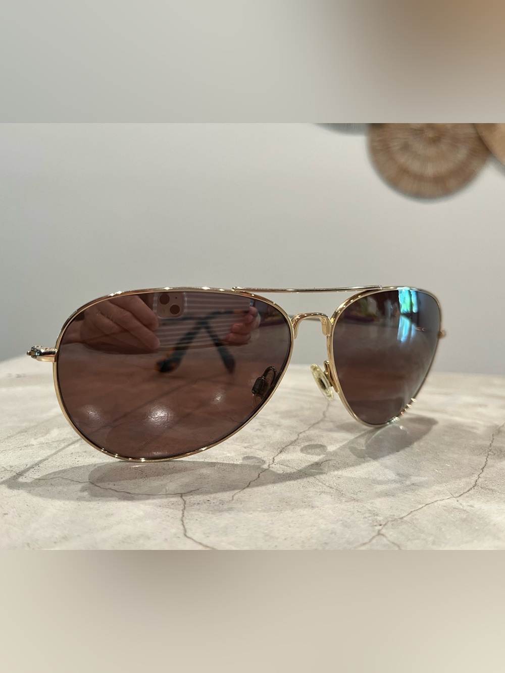 Maui Jim Gold Aviator Sunglasses with Brown Lenses - Women